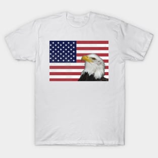 Patriotic Eagle on American Flag T-Shirt